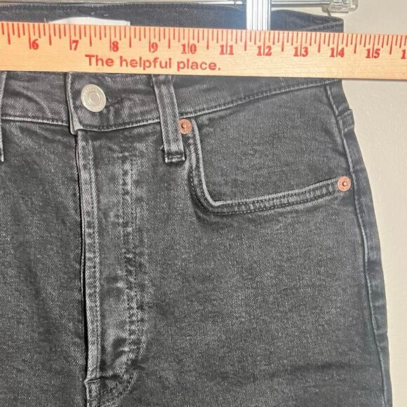 RE/DONE 90's High Rise Ankle Crop Jean Faded Black Stretch Denim Size 28 Raw Hem - Picture 8 of 12